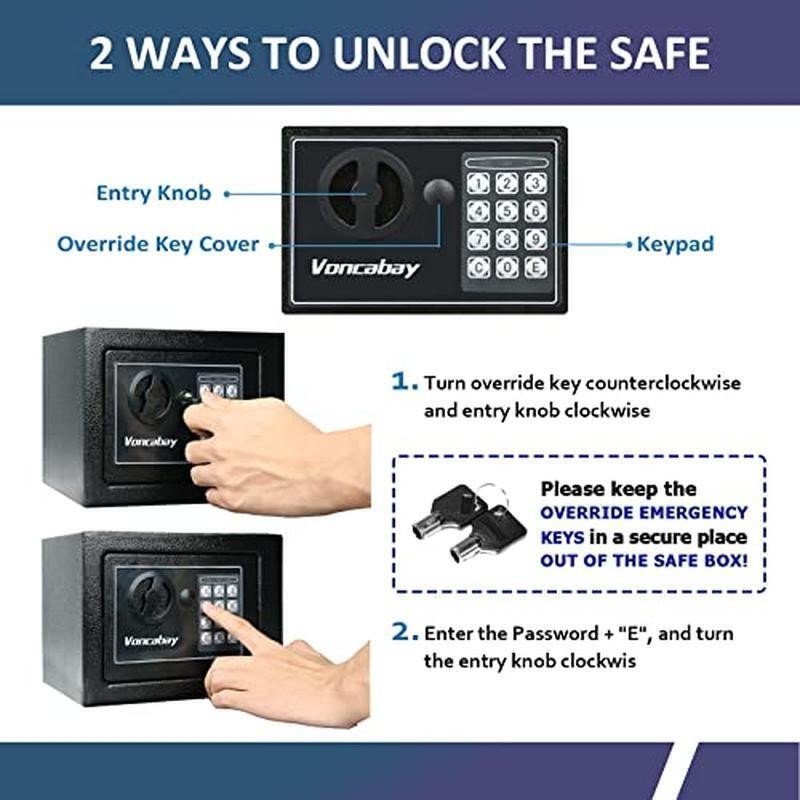 Fireproof Safe Box W/ Sensor Light Digital Keypad Security Lock Waterproof New