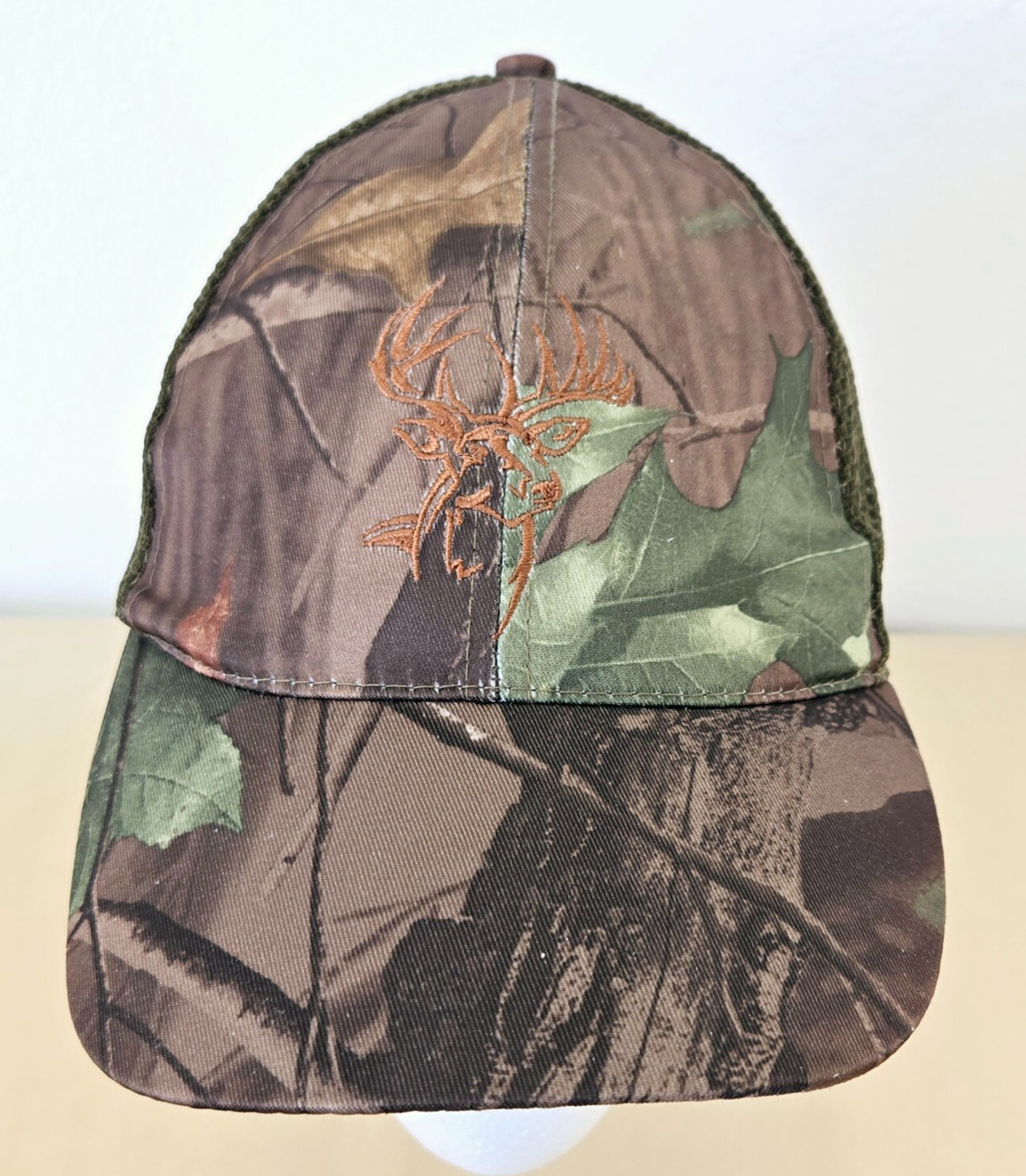 Vintage Camo Hunting Hat Embroidered Deer Cap Hat Adjustable Camo, NEW