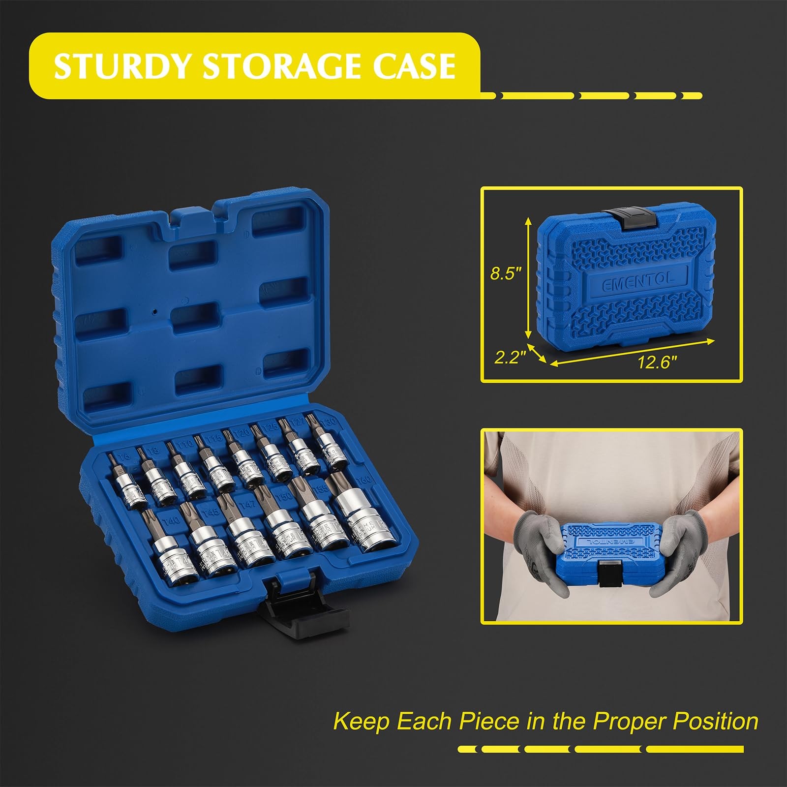 EMENTOL 14PCS Torx Bit Socket Set T6-T60