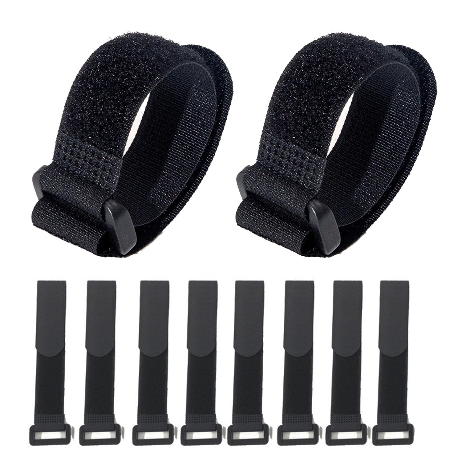 HUAPX Fastening Nylon Strap with Buckle,10Pack Reusable 1" x 8", Black
