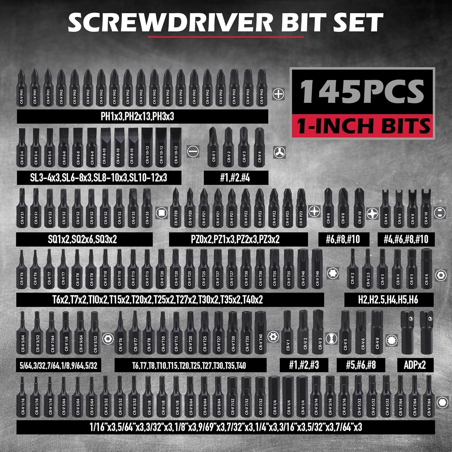 232-Piece Ultimate Screwdriver Bit Set, Cr-V Impact Driver Bit Set Includes Secu