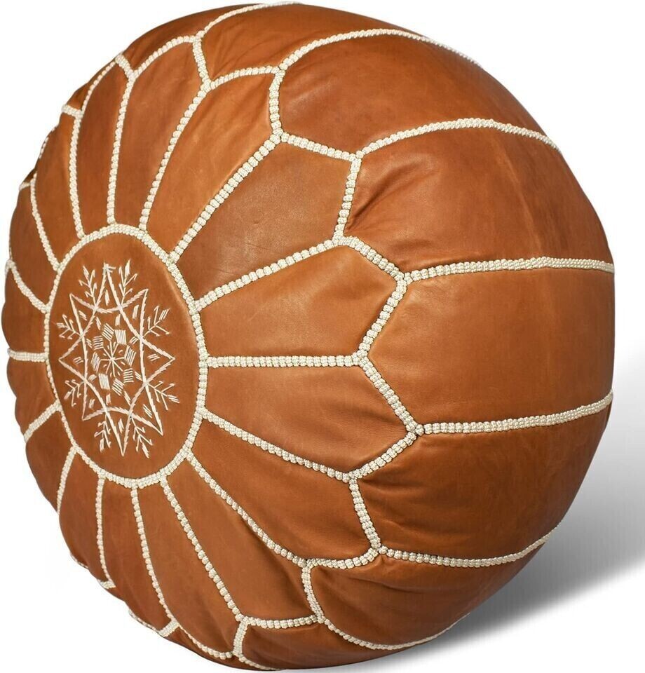 Pouf Brown Handmade New Moroccan Ottoman Leather Boho Footstool Unstuffed
