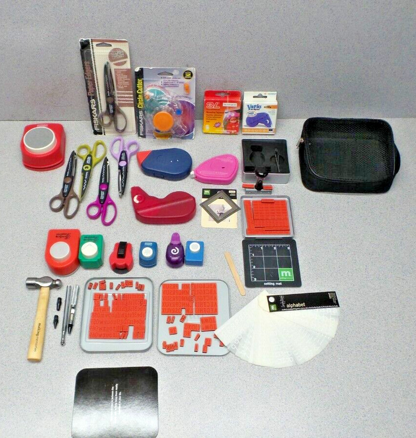 Scrap Book Crafts Crafting supplies lot stamps scissors punch's