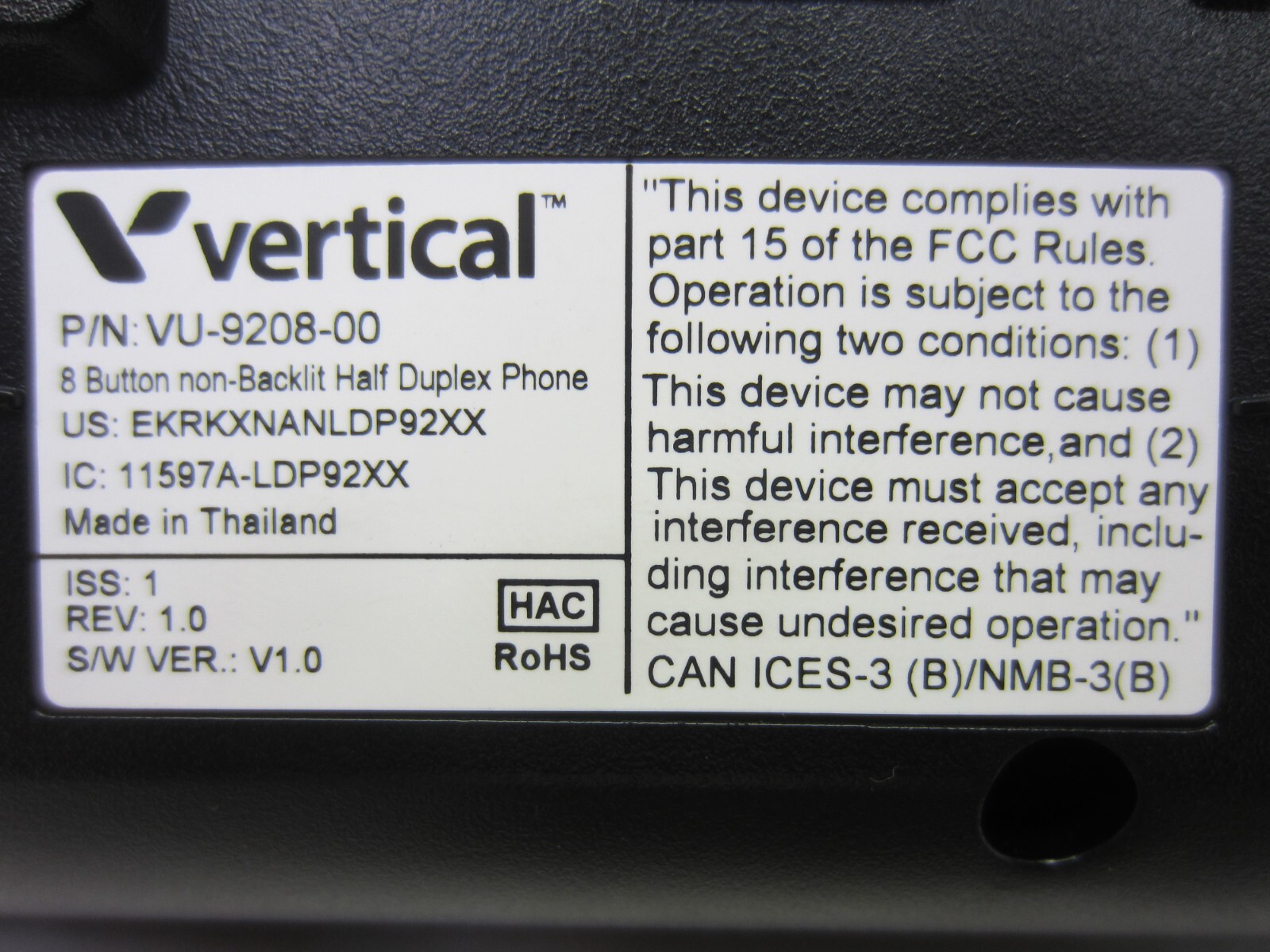 Vertical VU-9208-00 8 Button Basic Duplex Digital Phone(15 In-Stock) Refurbished