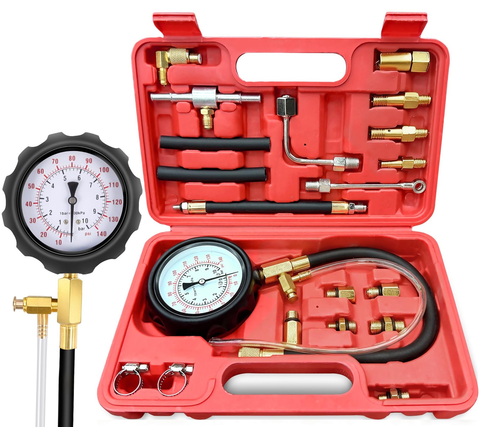 BETOOLL 0-140PSI Fuel Pressure Tester Kit, Injector Injection Normal