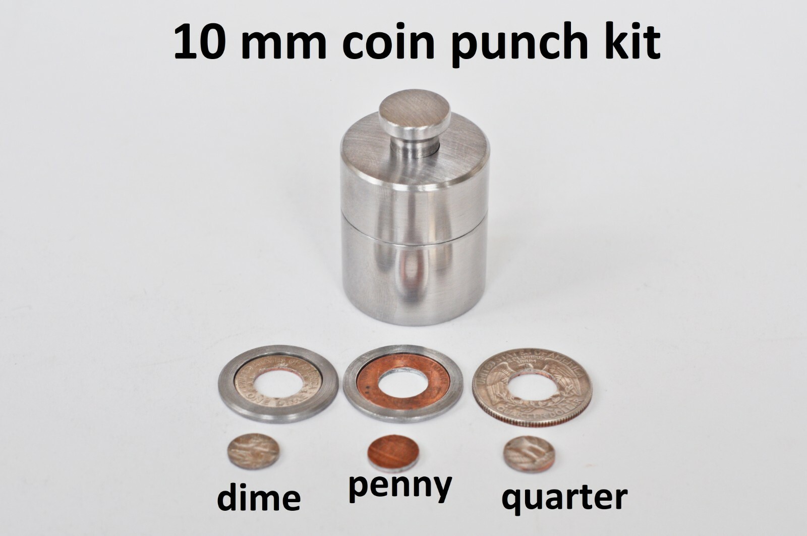 2/5" 10 mm Coin Ring Tool KIT for US Quarter Dime Penny Dollar CENTER PUNCH Hole
