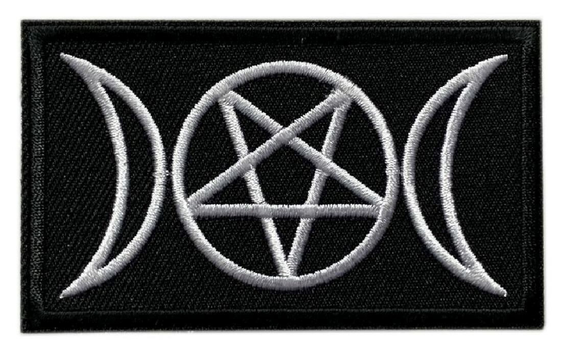 Pagan Triple Goddess Symbol Patch [Hook Fastener -3.0 X 1.75inch- PZ1]