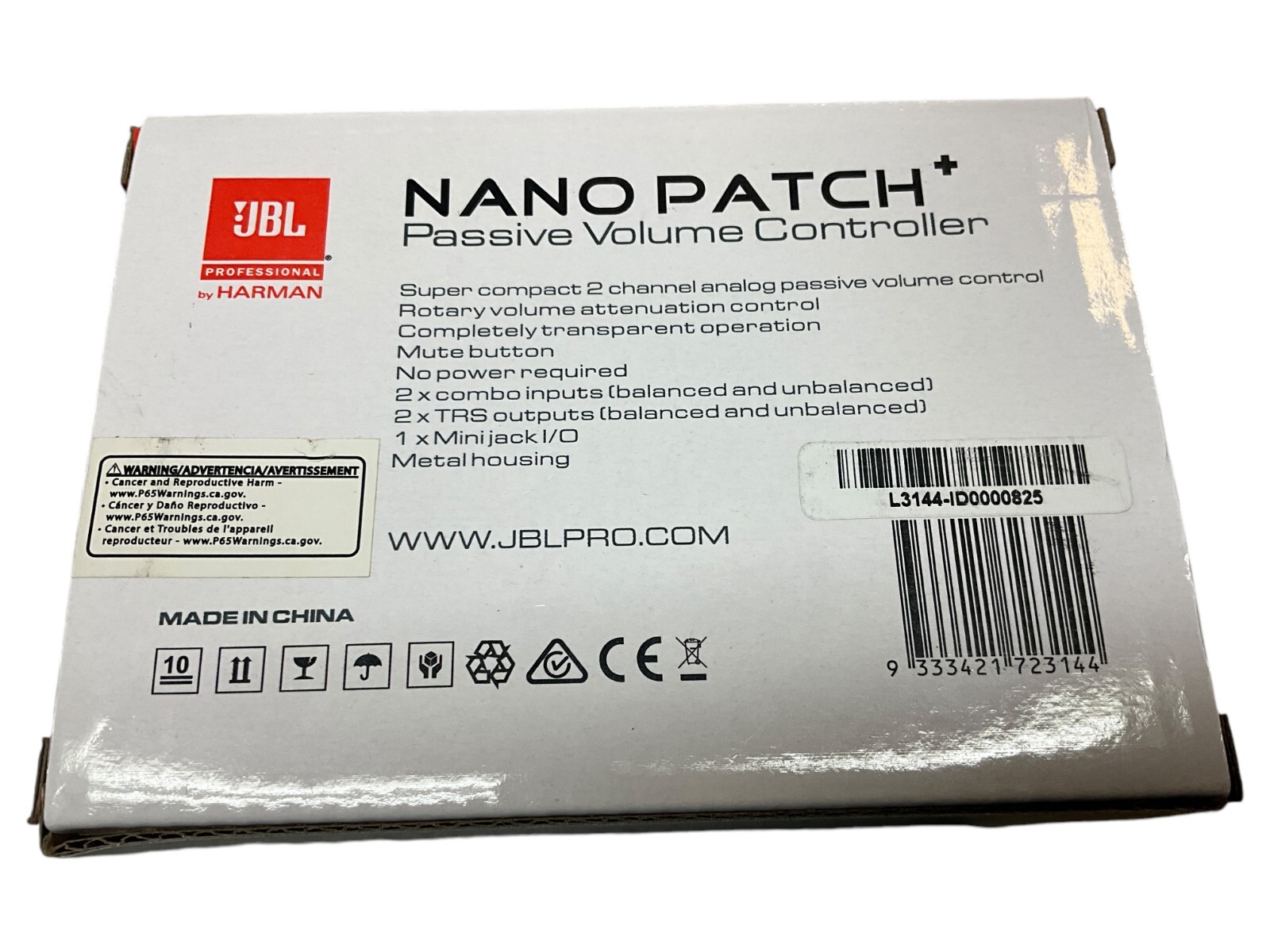 9333421723144 JBL Nano Patch+ Compact 2-Channel Passive Volume Controller NEW
