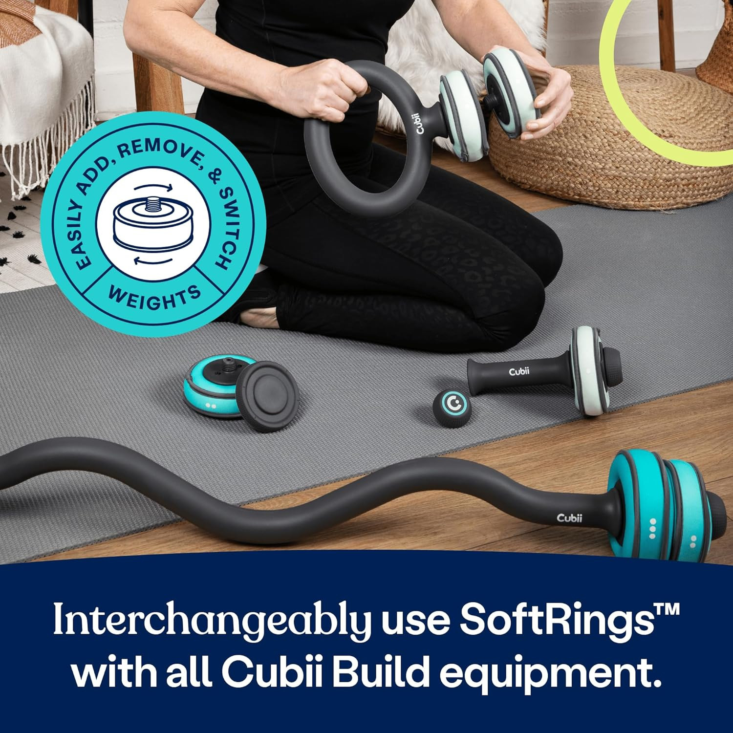 Build Adjustable Kettlebell Set - Includes Two Softrings Removable Interchangea