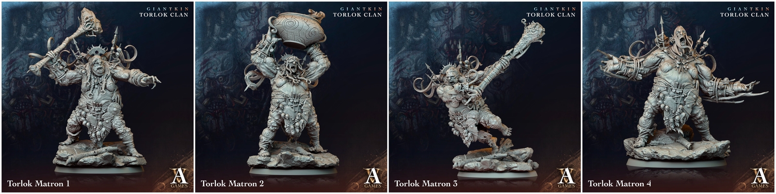 3D Printed Archvillain Games Giantkin - Torlok Clan Torlok Matron 28 32mm D&D