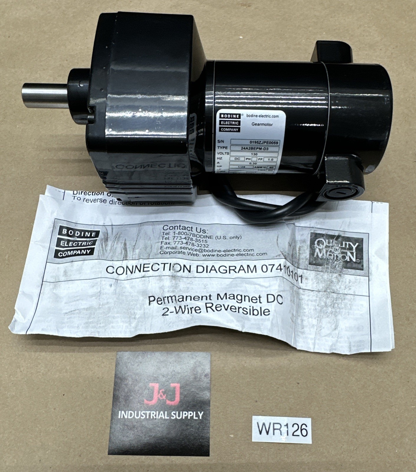 Bodine Electric 24A2BEPM-D3 Gearmotor 130V .30 Amps 1/29HP 60:1 Ratio || NNB