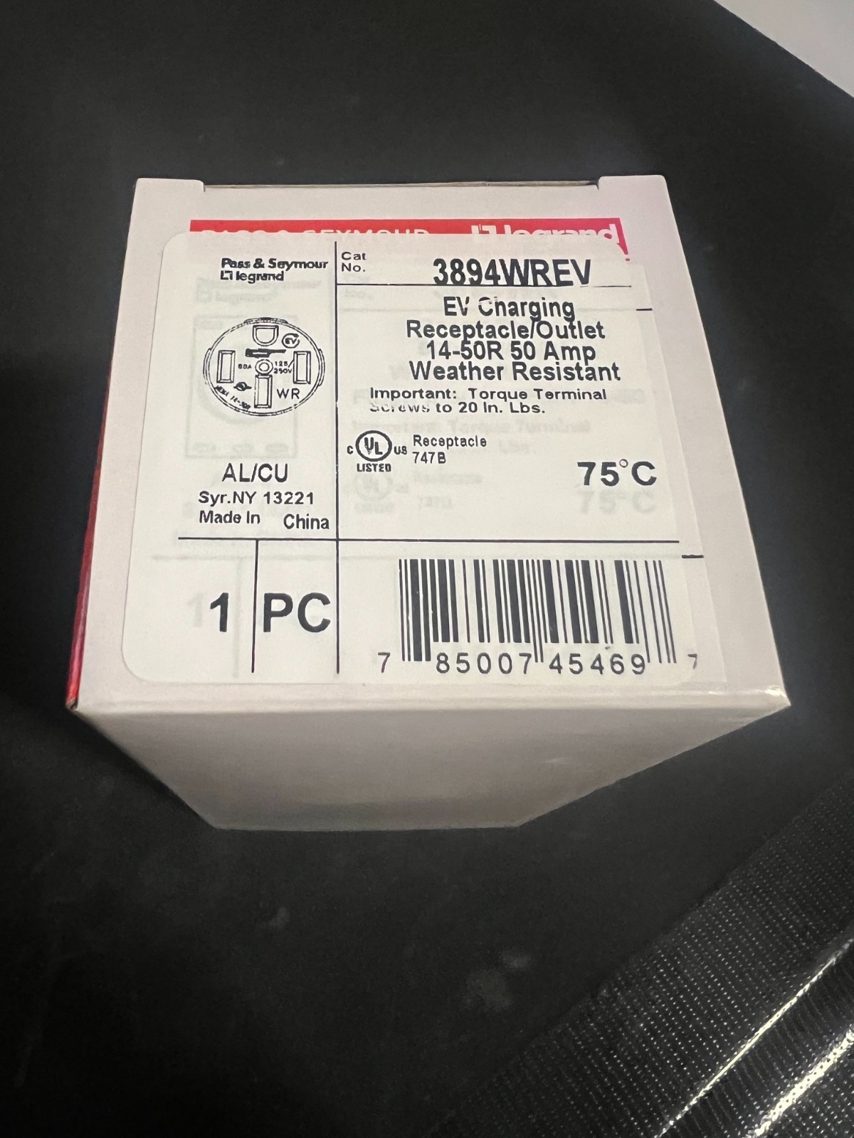 Legrand 3894WREV EV Receptacle Charging Outlet 14-50R 50A Weather Resistant NEW