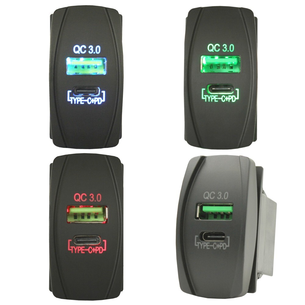 All ROCKER SWITCH Size DUAL USB VOLT Type-C Accessories 12v Panel Mount Display
