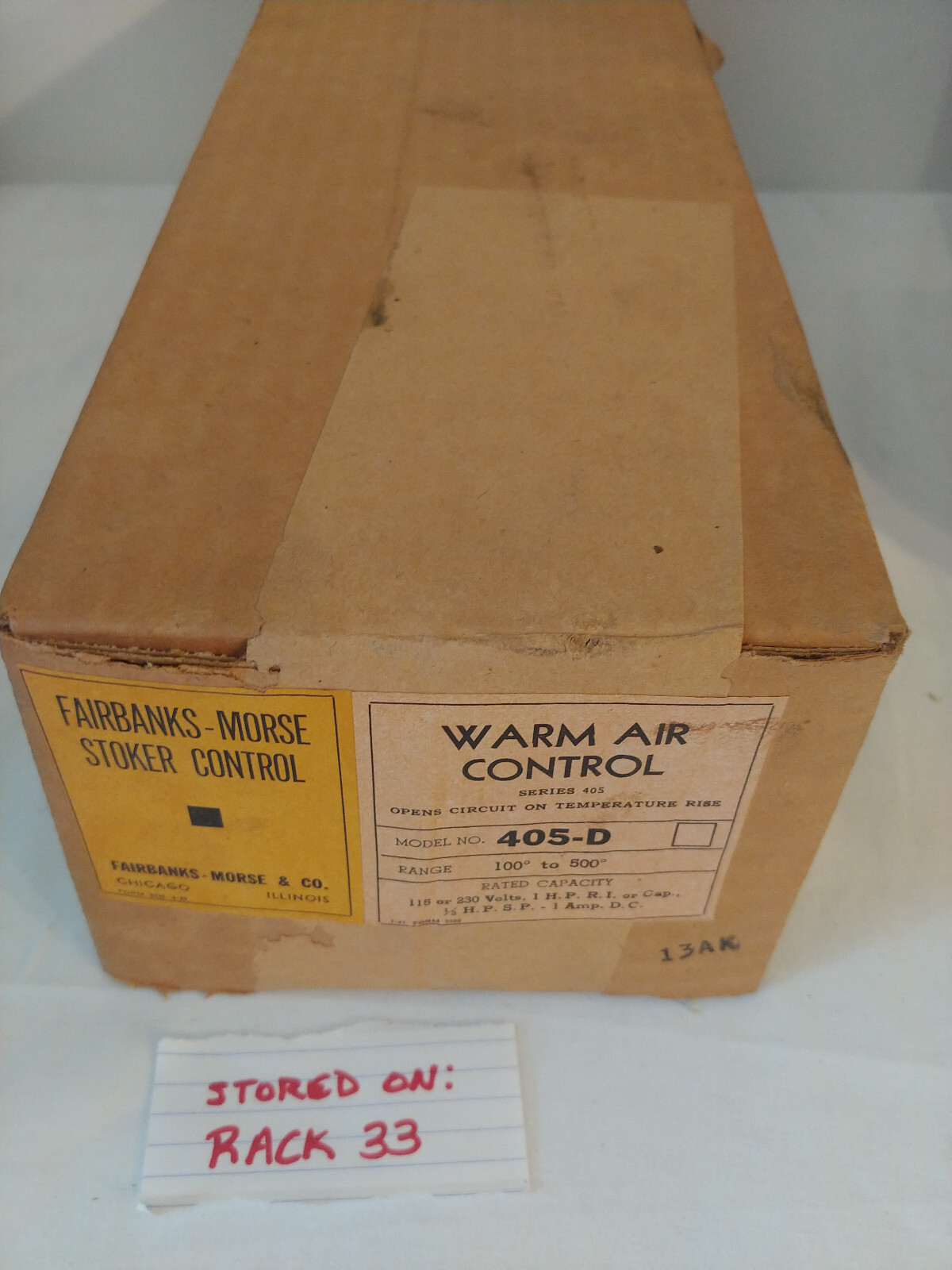 Fairbanks-Morse NOS 405-D Stoker Control Antique NEW OLD STOCK