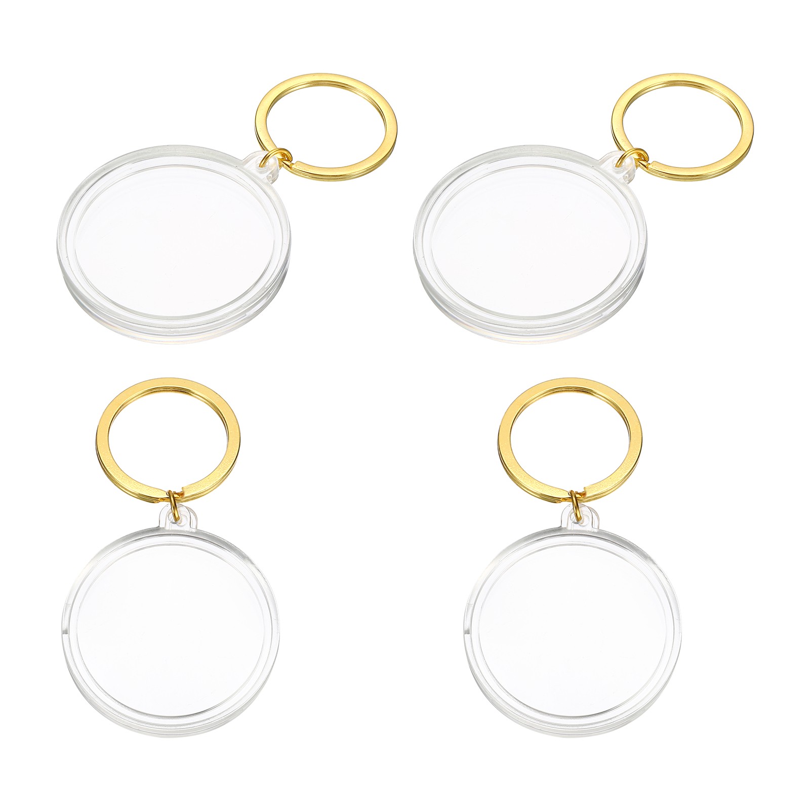 Plastic Coin Holder Keychain, 4Pcs Coin Case with Key Ring, Golden