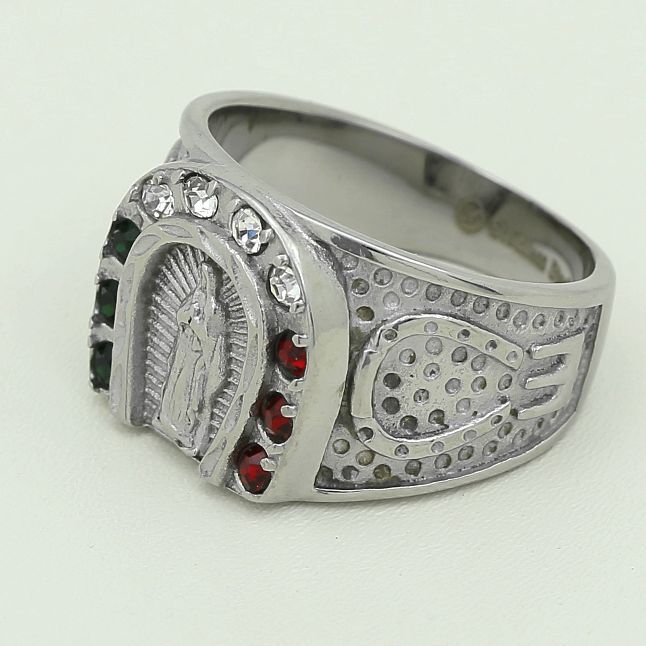 DG Men's Stainless Steel Silver VIRGIN MARY CZ Stone Rings 8 9 10 11 12 13 Box