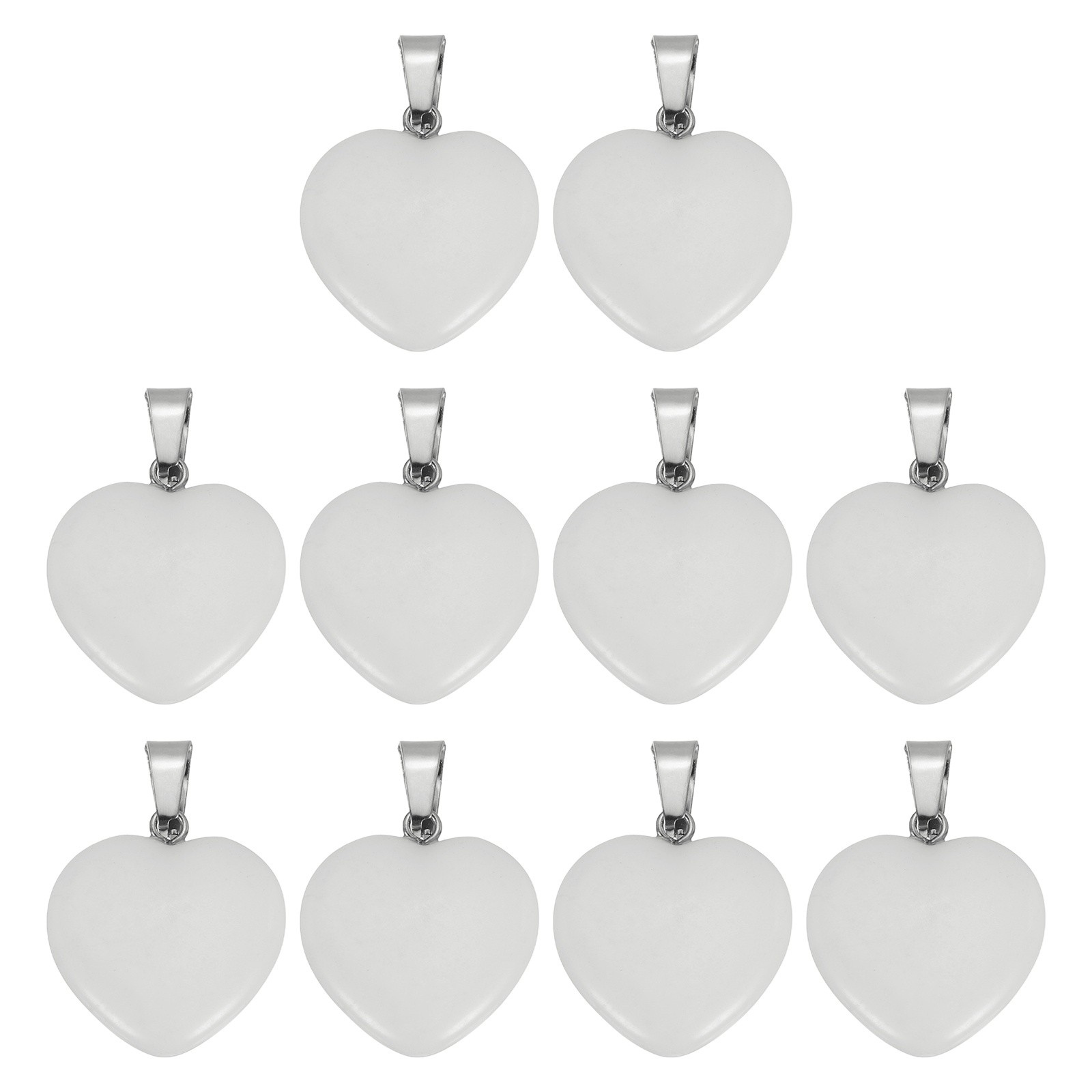10 Pcs Heart Stone Pendants, 20mm Love Heart Pendants Pure White Love Charm