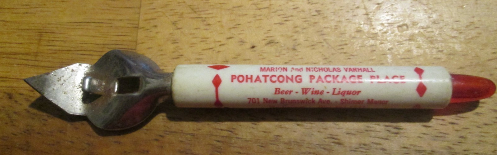 VTG POHATCONG PLACKAGE PLACE CAN BOTTLE OPENER NEW BRUNSWICK AVE SHIMER PLACE