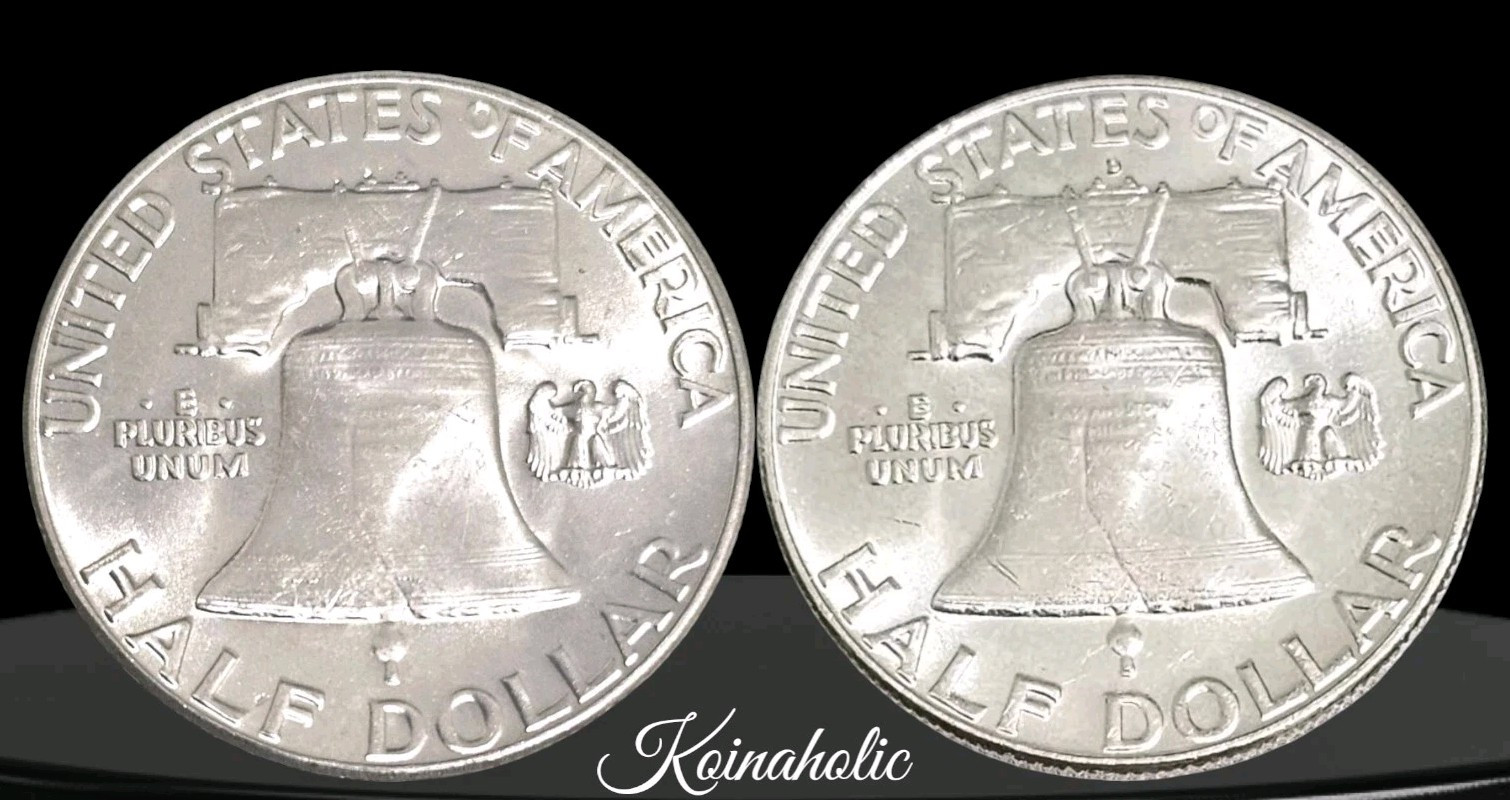1962 PD Franklin Half Dollars, BU Mint State 90% Silver From Freshly Opened Roll