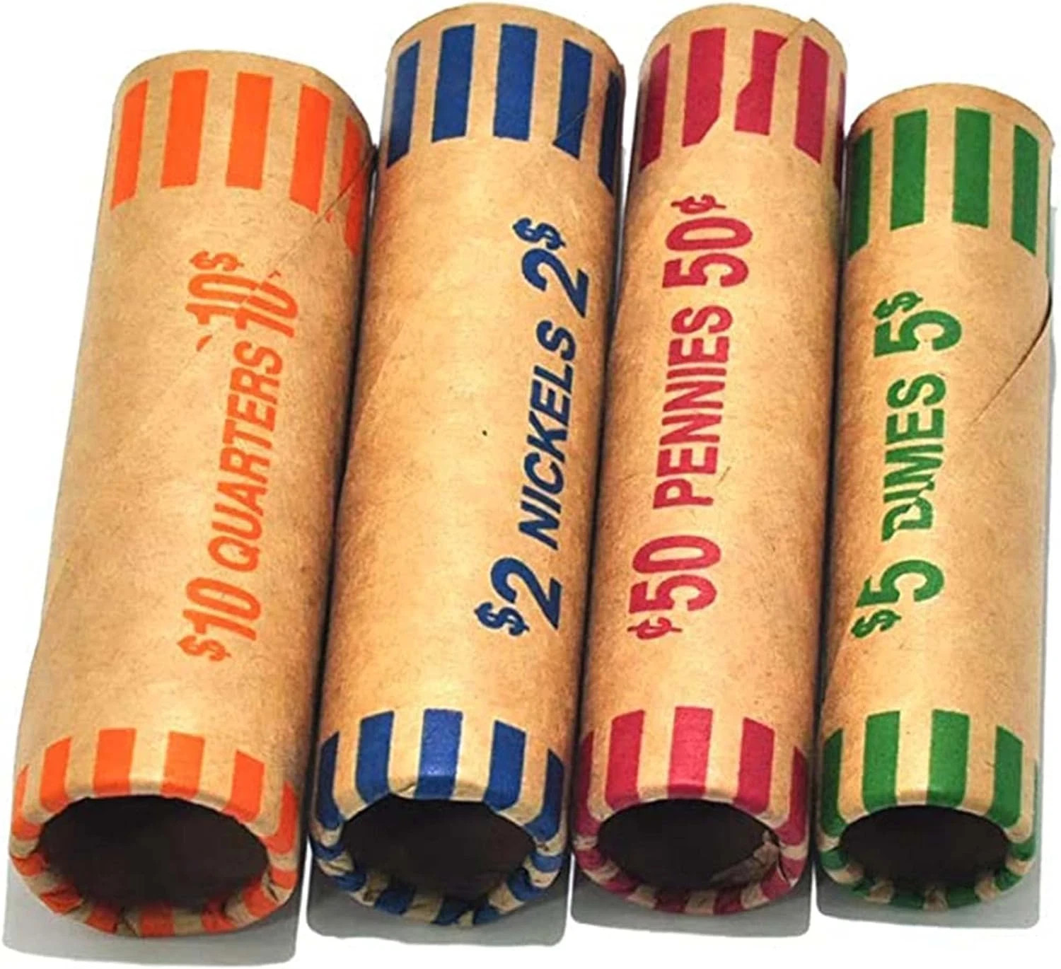 Rollos de envoltorios de monedas preformados (128 surtidos) - Cuartos
