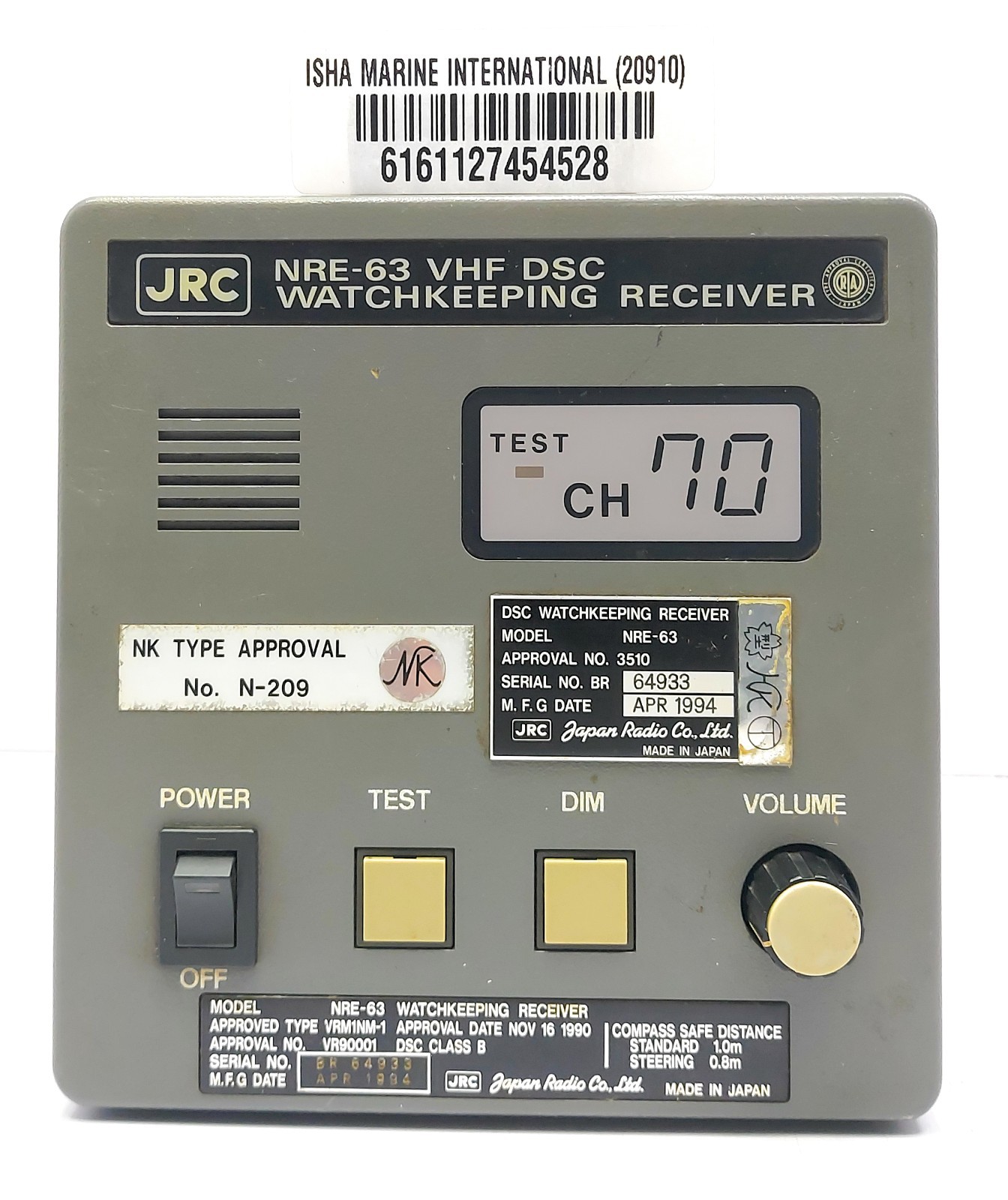 JRC NRE-63 VHF DSC Watch Keeping Receiver