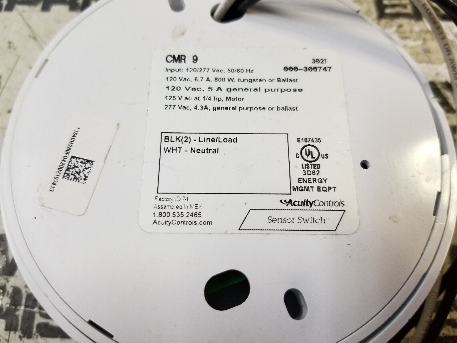 Acuity Sensorswitch CMR 9 Occupancy Sensor 12 ft Radius Ceiling White New CMR-9