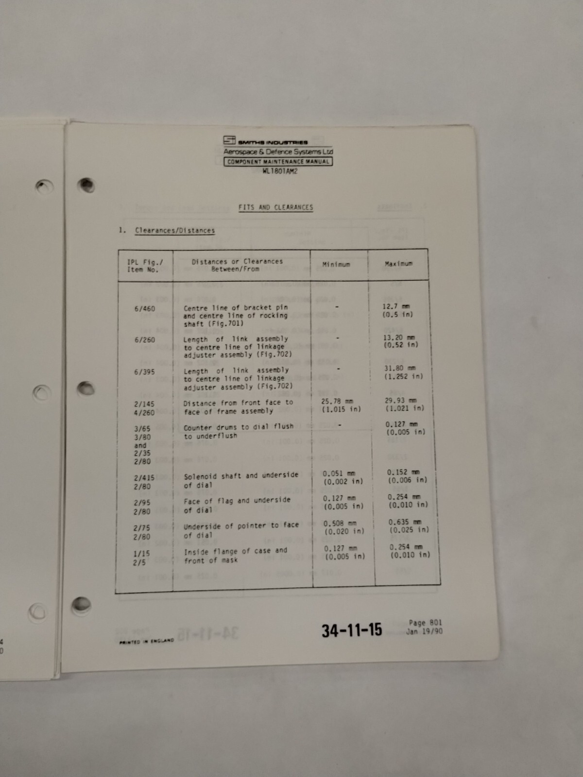 Smiths Industries Counter/Pointer Altimter WL 1801AM2 Maintenance/Parts-Original