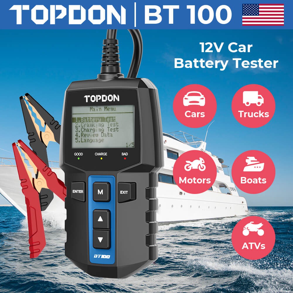 12V Car Battery Tester Charging Cranking Alternator Test Analyzer 100 to 2000CCA