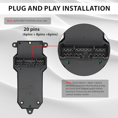 35750-S9A-307 Driver Side Power Window Switch Compatible with 2001-2006 Honda