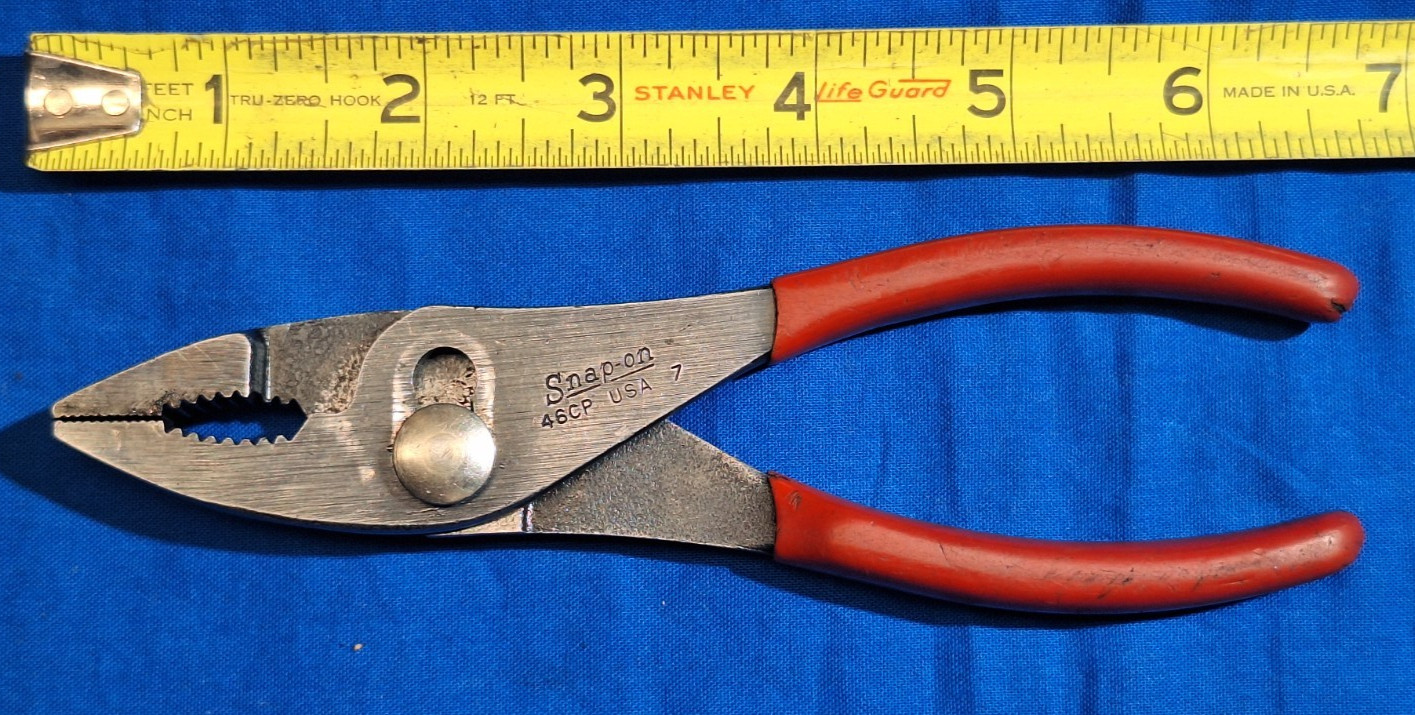 1987 Snap-On 46CP 7" slip joint pliers red handles
