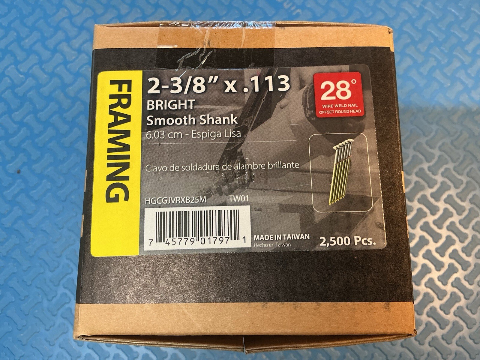 Huttig-Grip 28* 2 3/8 X .113 Bright Smooth Shank Framing Nails 2500 Offset Round