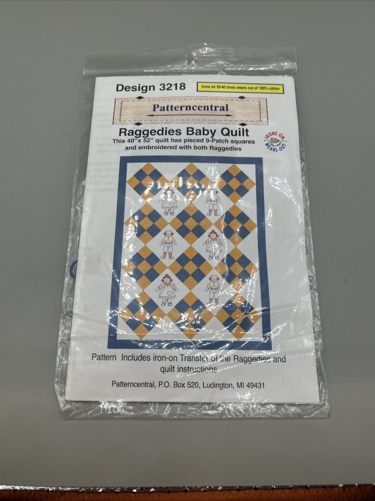 Raggedies Baby Quilt & Embroidery Pattern by Patterncentral 3218