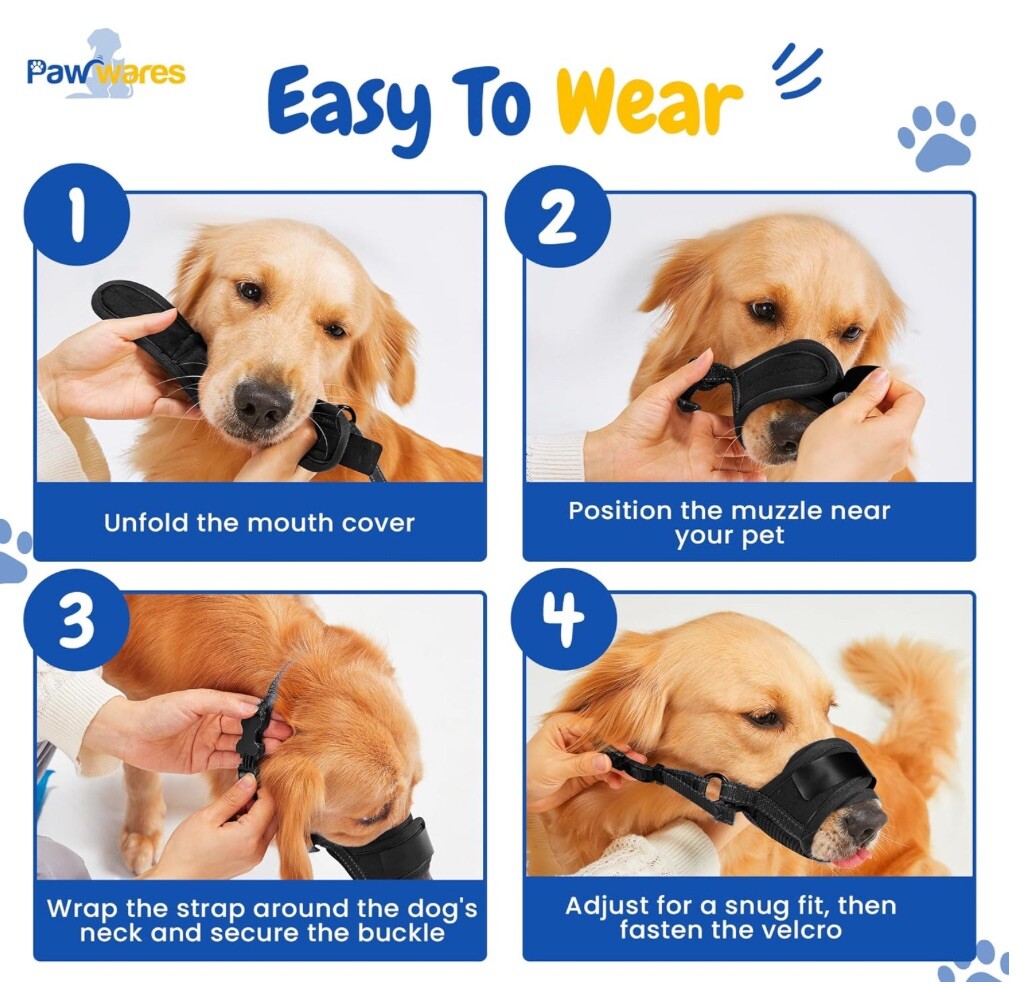2-Pack Dog Muzzle Soft Mesh Adjustable Anti Bite Barking Chewing Training S-XXL