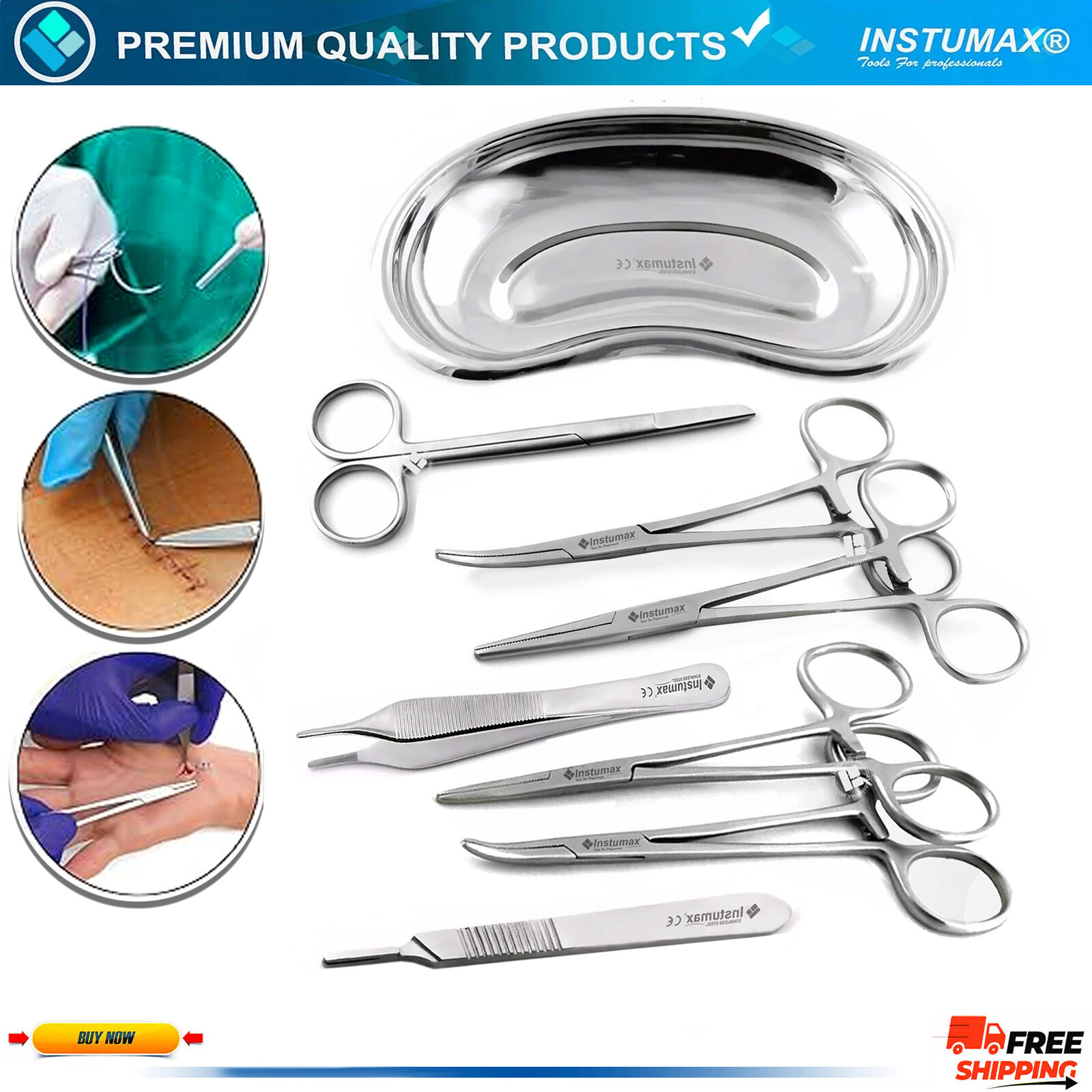 Dental Medical Dressing Operating Surgical Suture Forceps Scissors First Aid Kit