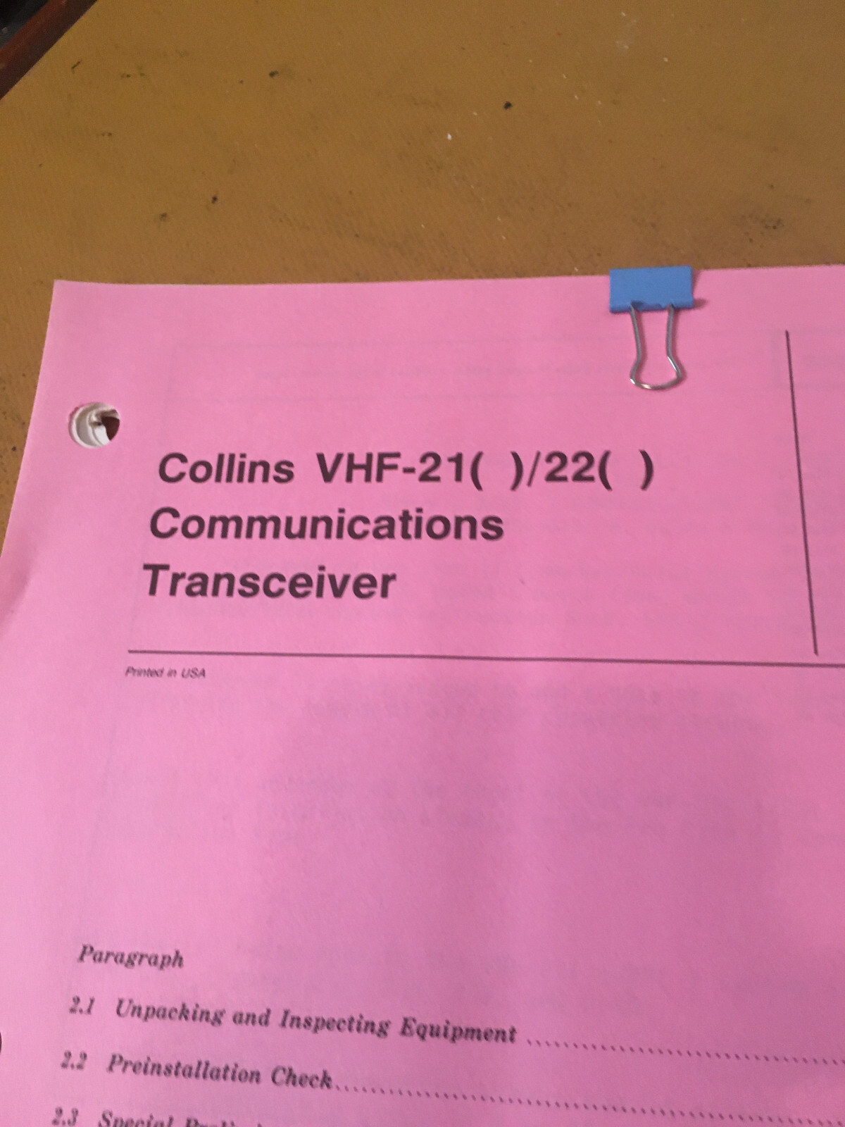 Collins VHF-21, VHF-22  Comm Install manual