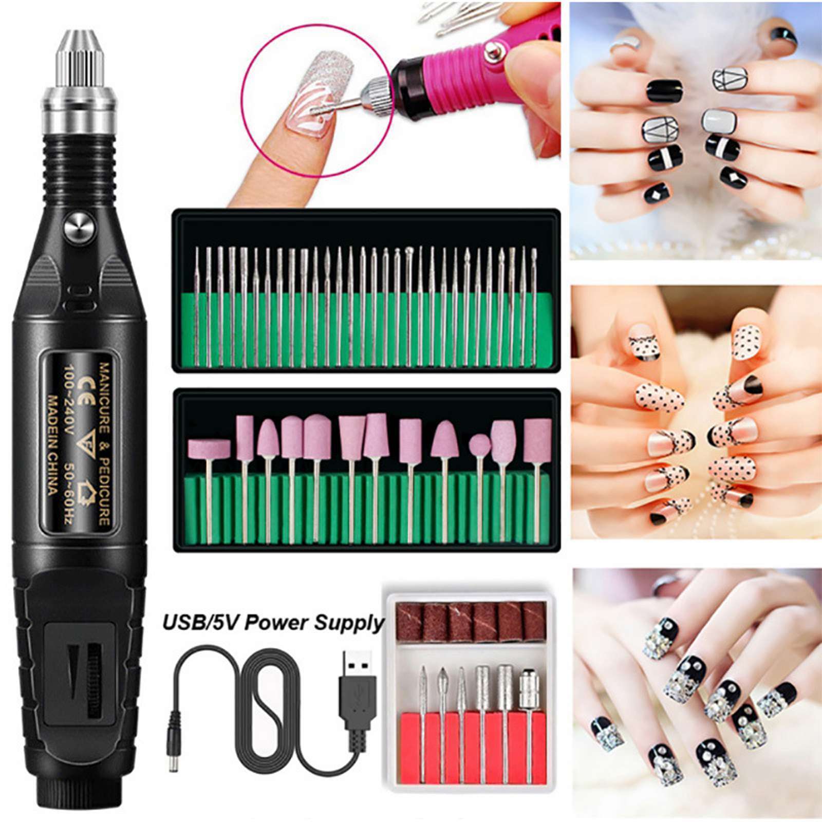 Nail Grinder For nails Set Manicure Pedicure Professional Self r5hl