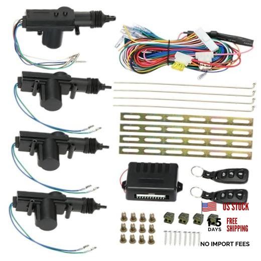 Car Door Lock Kit 4 PCS, Universal Keyless Entry Systems with 2 5 1 Black