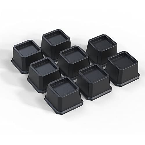 Bed Risers 2 Inch Heavy Duty, Furniture Risers for 2 Inch(Basic) Black(8 Pack)