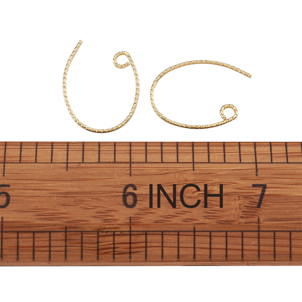 100pcs Real 18K Gold Plated Brass Earring Hooks Dangle Earwire Loop 23x16.5mm