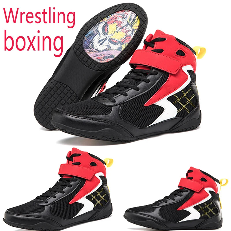 Men Boxing Shoes High Top Anti Slip Wrestling Shoes Breathable Training Sneakers