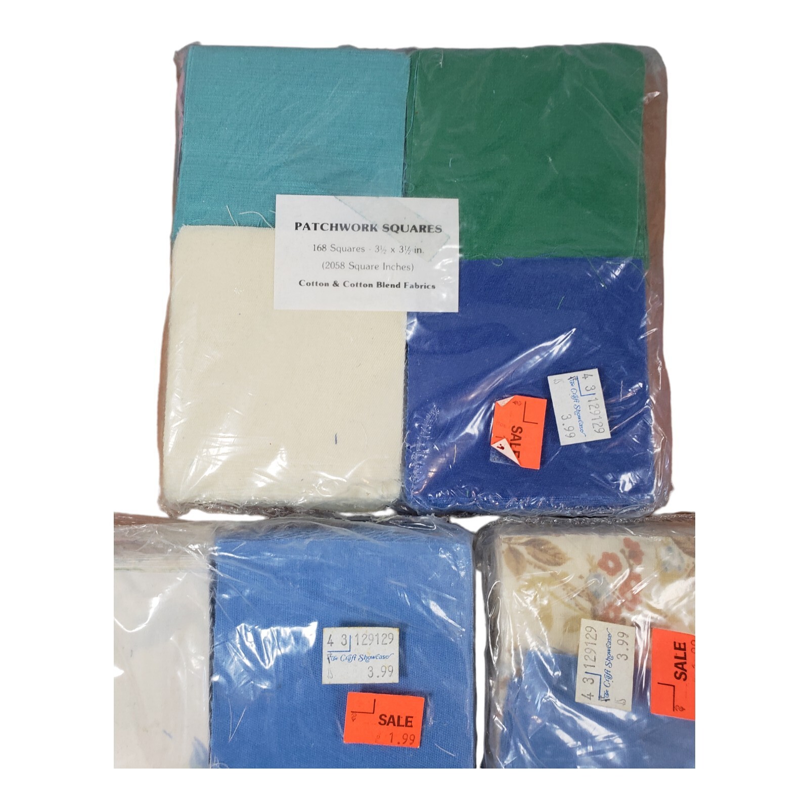 Patchwork Squares New Old Stock 3.5" Square cotton and cotton blend