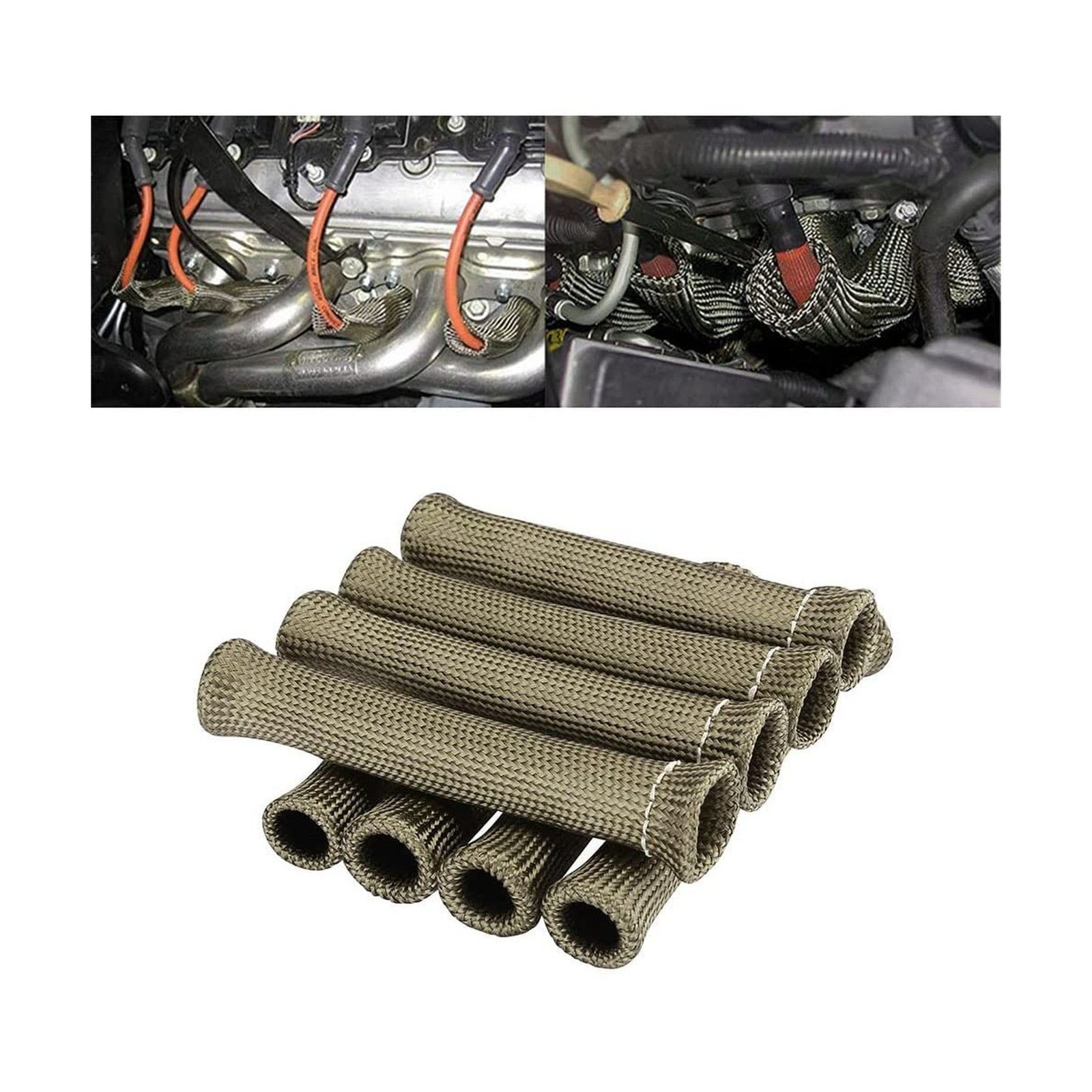 Titanium 8PCS Spark Plug Wire Heat Shield, 2500掳F - Fit For Cars