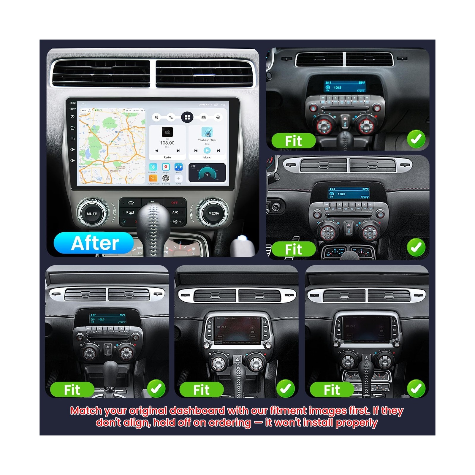 4Core + 64GB Car Radio for Chevrolet Chevy Camaro 2010-2015: 9 Inch 1280 * 80...