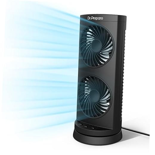 Dr. Prepare Tower Fan DC Oscillating Fan, Portable Desk Fan with Button Control