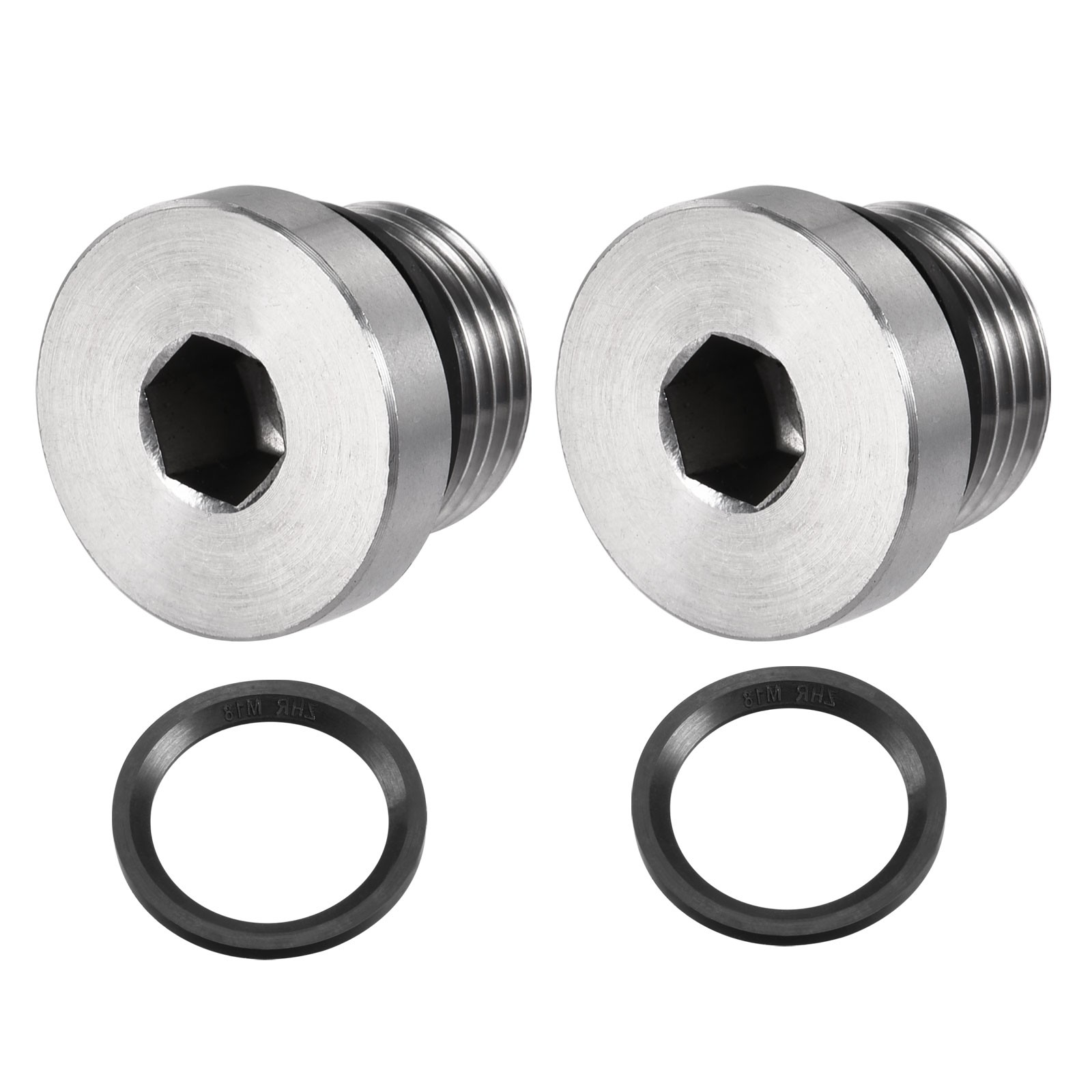 2Pcs Pipe Plug with Seal Ring, for Terminate Hose Ends, (Silver, M18x1.5)