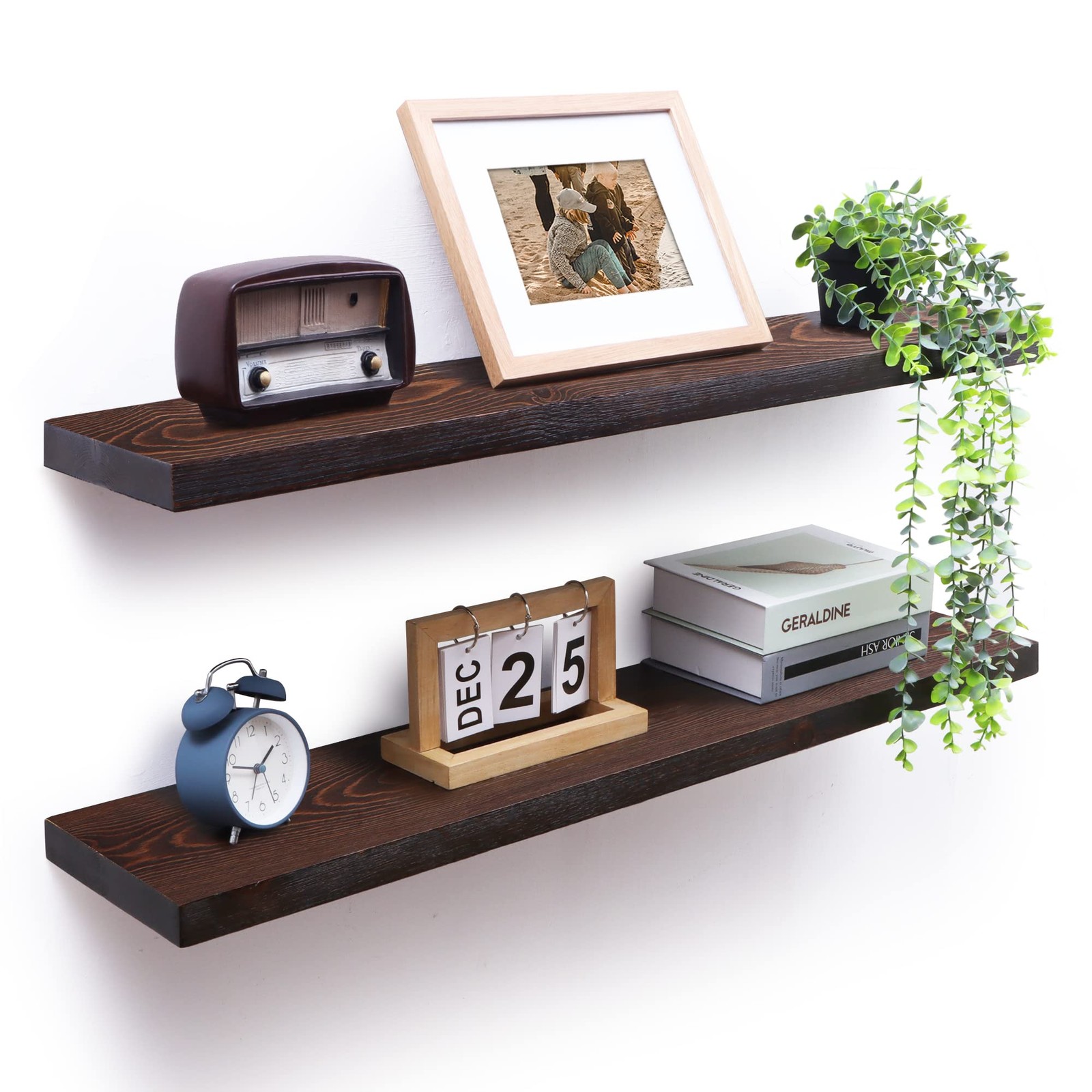 Floating Shelves for Wall Set of 2-36 Inch Wide x 8 Inch Deep Solid Pine Wood...