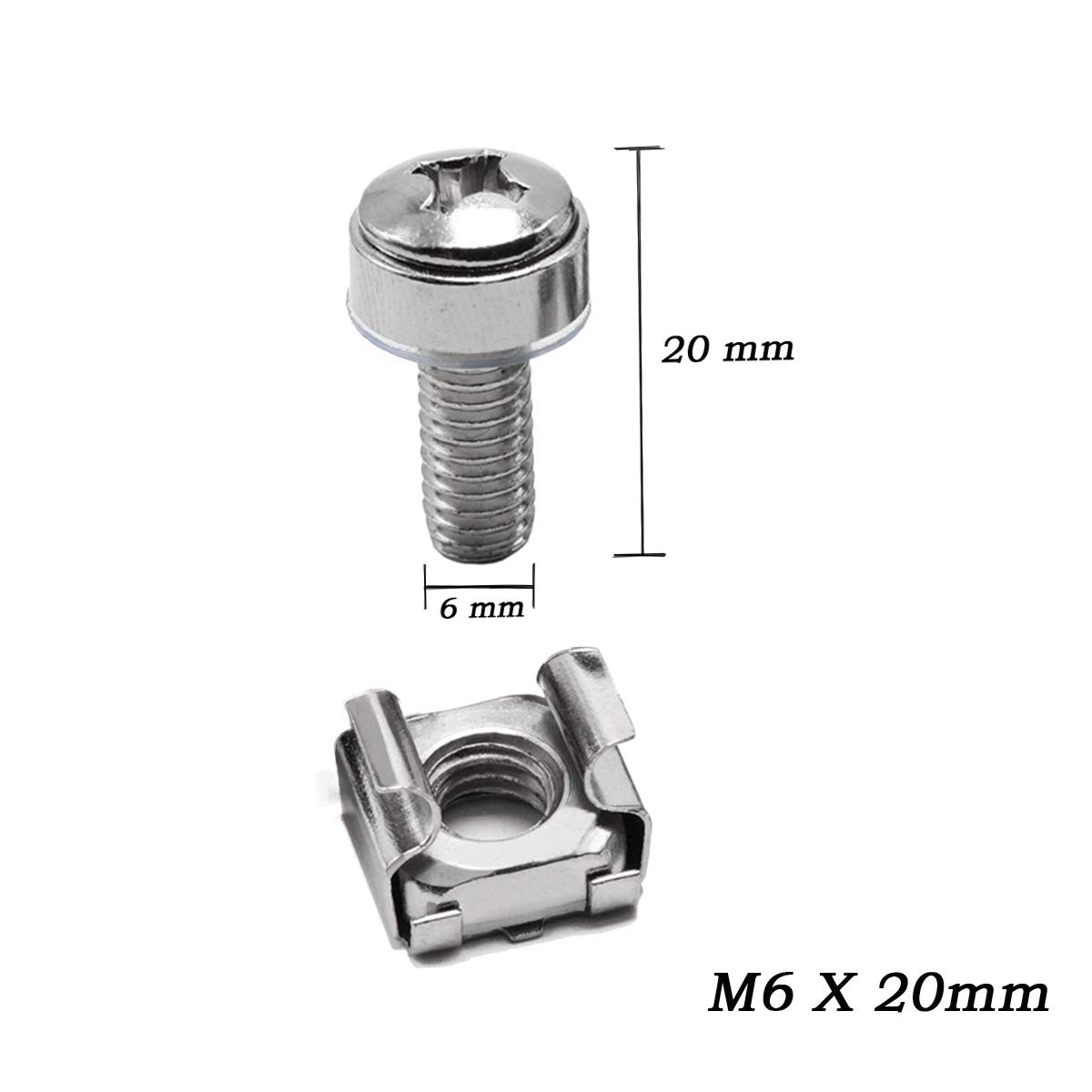 Server Rack Cage Nuts Screws Washers M6 Mounting Hardware 50 Sets
