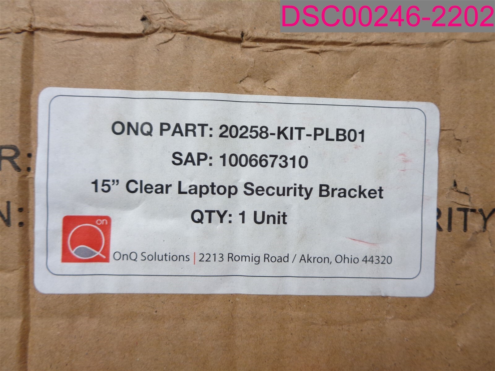 QTY=4; OnQ Solutions 15" Clear Laptop Security Bracket 20258-KIT-PLB01, 10066731