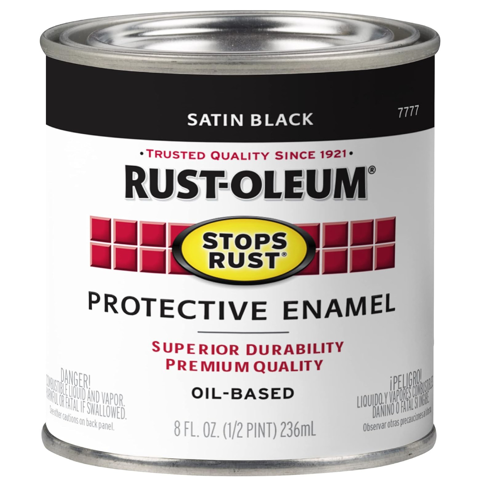 Rust-Oleum Protective Enamel Paint 8oz Satin Black Indoor Outdoor