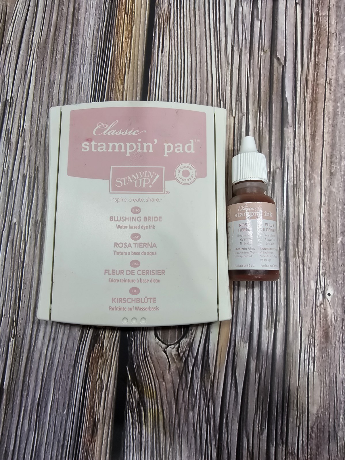 STAMPIN' UP! BLUSHING BRIDE Classic Ink pad & Refill 1/3 Full Old Style Linen